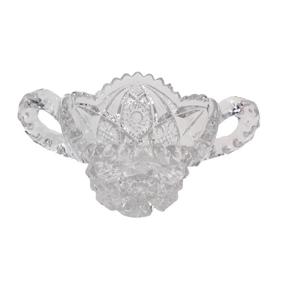 Vintage Imperial Glass EAPG Ohio Nucut Open Sugar and Creamer MCM Marked Set - Picture 3 of 13